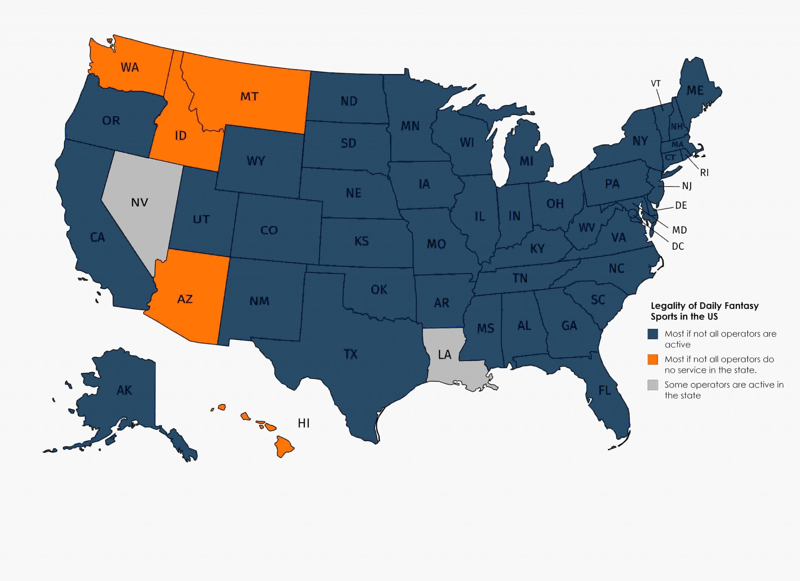 DraftKings FanDuel Legal US Map