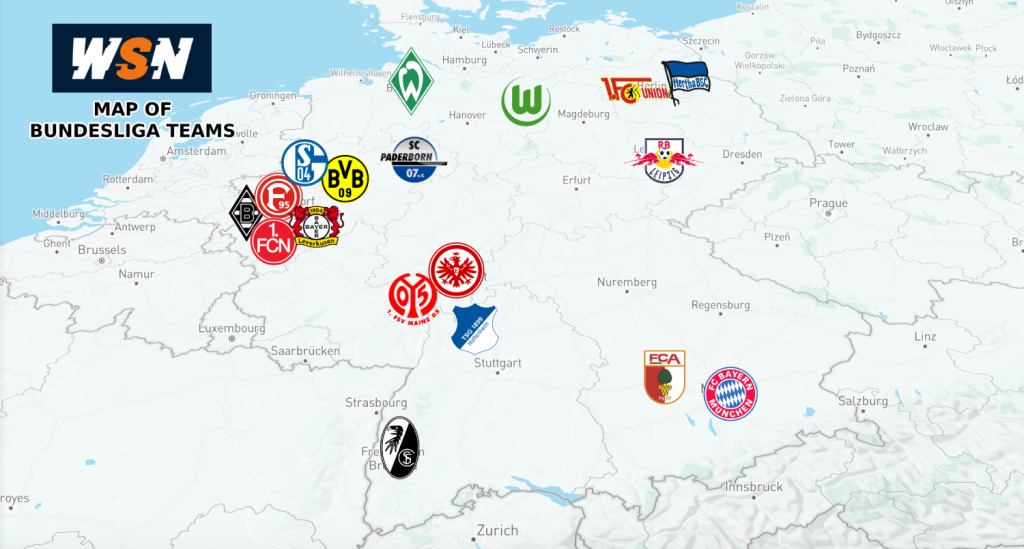 Map of Bundesliga Teams [Updated 2022]  WSN